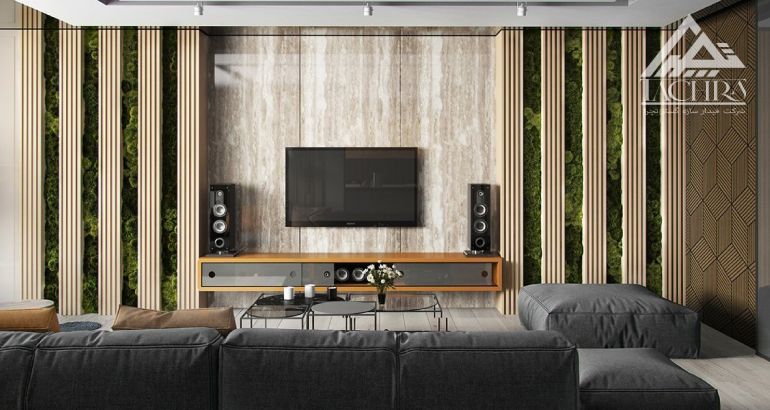 TV wall design or TV wall with kenaf